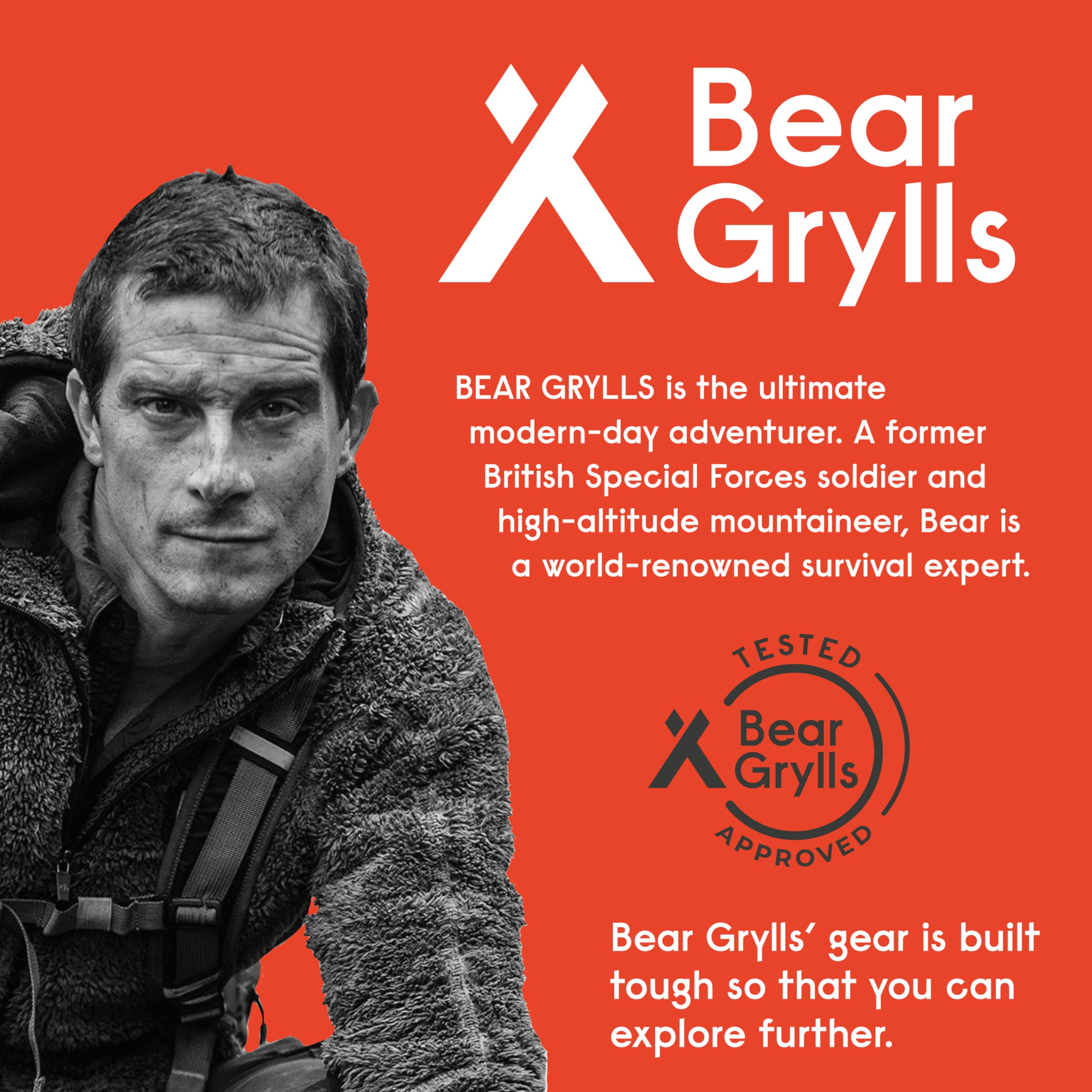Bear Grylls 15 Degree Sleeping Bag For Adults 3-4 Season, For Cold Weather, Backpacking, Camping, Survival, Hiking, With Compres