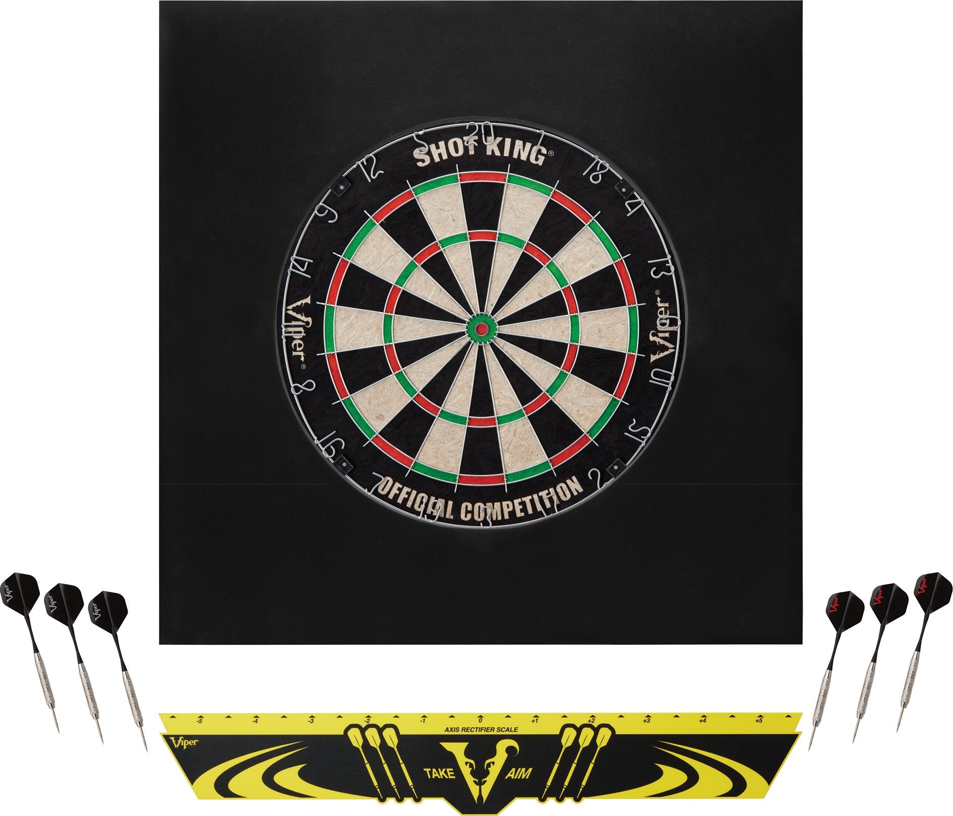 Viper by GLD Products Defender II Backboard & Sisal/Bristle Steel Tip Dartboard Bundle: Standard Set (Shot King Dartboard, Defen