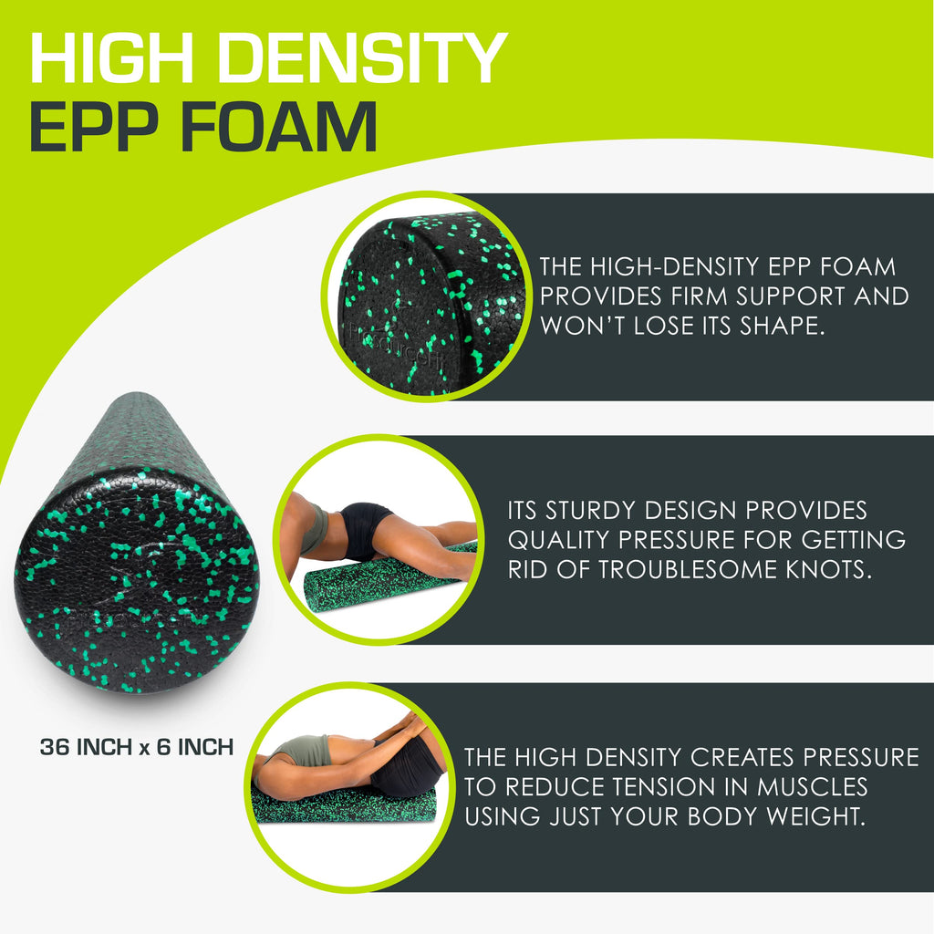 Prosourcefit High Density Foam Rollers 36 - Inches Long, Firm Full Body Athletic Massage Tool For Back Stretching, Yoga, Pilates