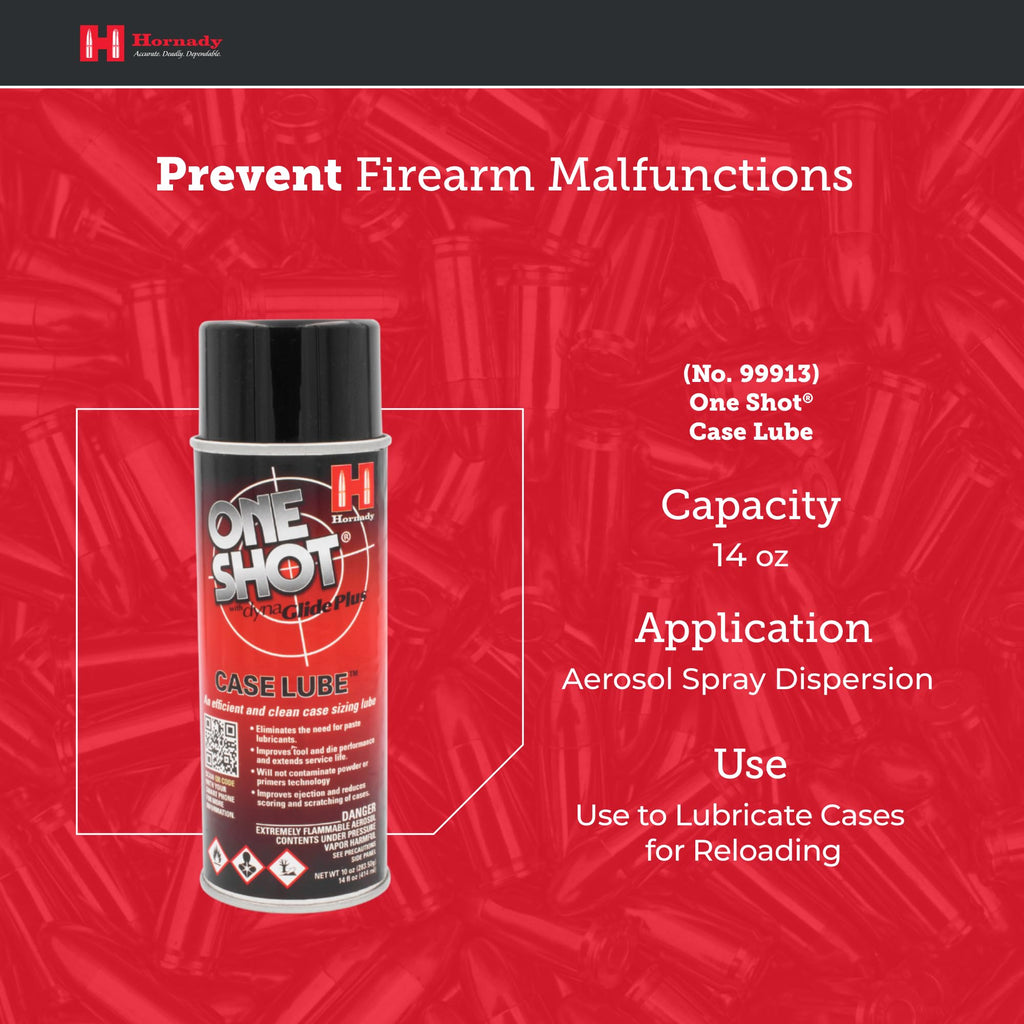 Hornady One Shot Case Lube, 10 Oz / 14 Fl Oz - Aerosol Dry Lube, With Dynaglide Plus - Clean, Non-Sticky And Easy To Use - Conta