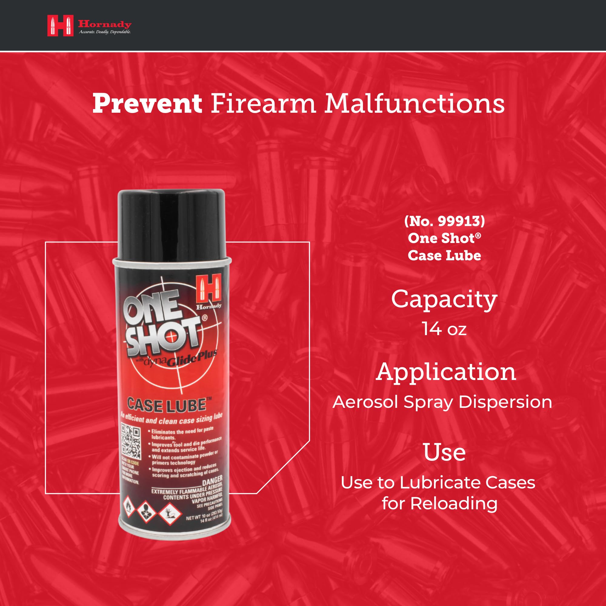 Hornady One Shot Case Lube, 10 Oz / 14 Fl Oz - Aerosol Dry Lube, With Dynaglide Plus - Clean, Non-Sticky And Easy To Use - Conta