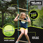 Trelines 7' Wooden Climbing Rope Ladder - The Ultimate Kids' Ninja Warrior Obstacle Course Accessory - Perfect For Enhancing A N