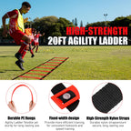 Agility Speed Training Equipment Set - 20Ft Speed Ladder, 12 Cones, 4 Adjustable Hurdles, Jump Rope, Parachute, 3 Resistance Ban