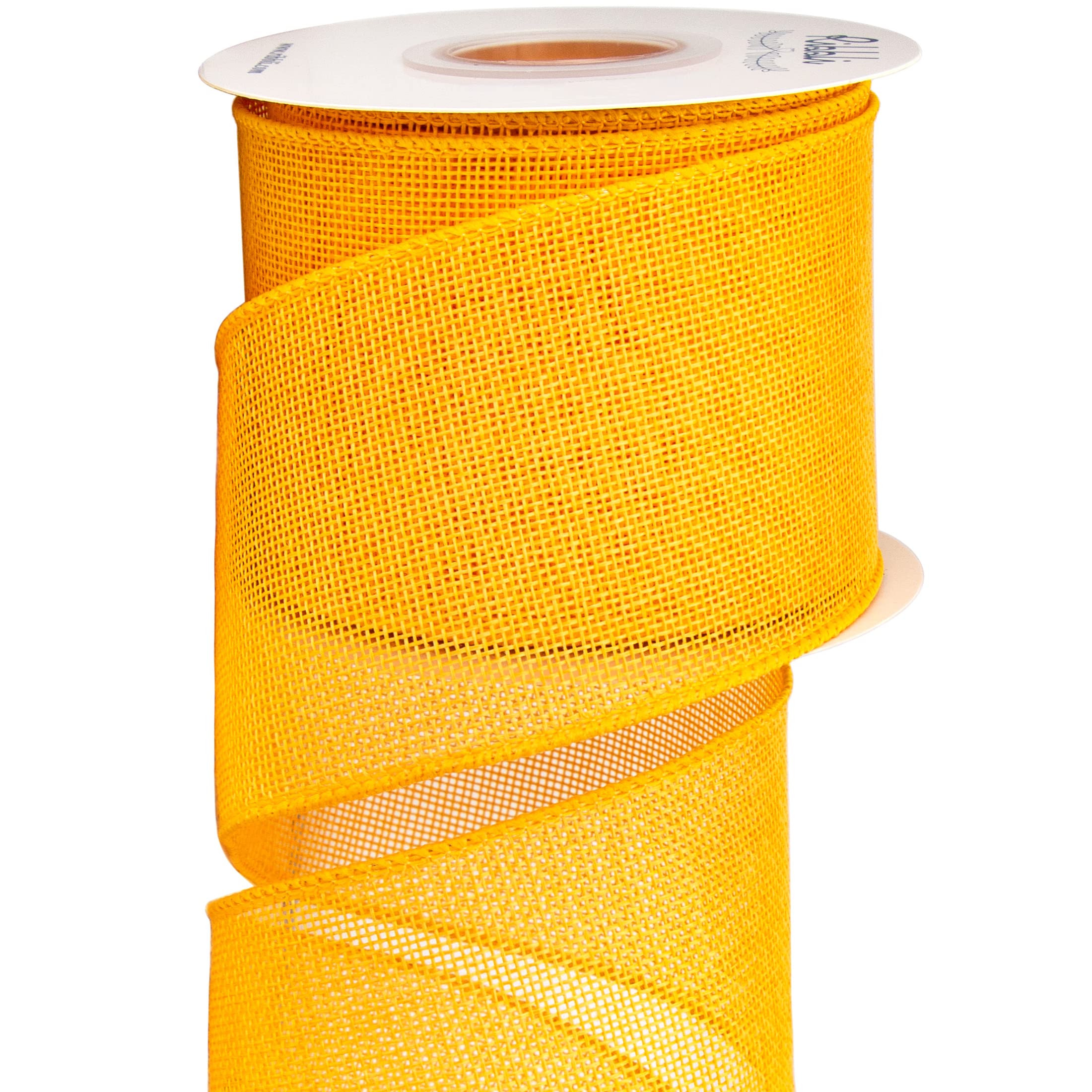Ribbli Yellow Burlap Wired Ribbon,3 Inch X Continuous 10 Yard, Wired Edge Ribbon For Big Bow,Wreath,Tree Decoration,Outdoor Deco