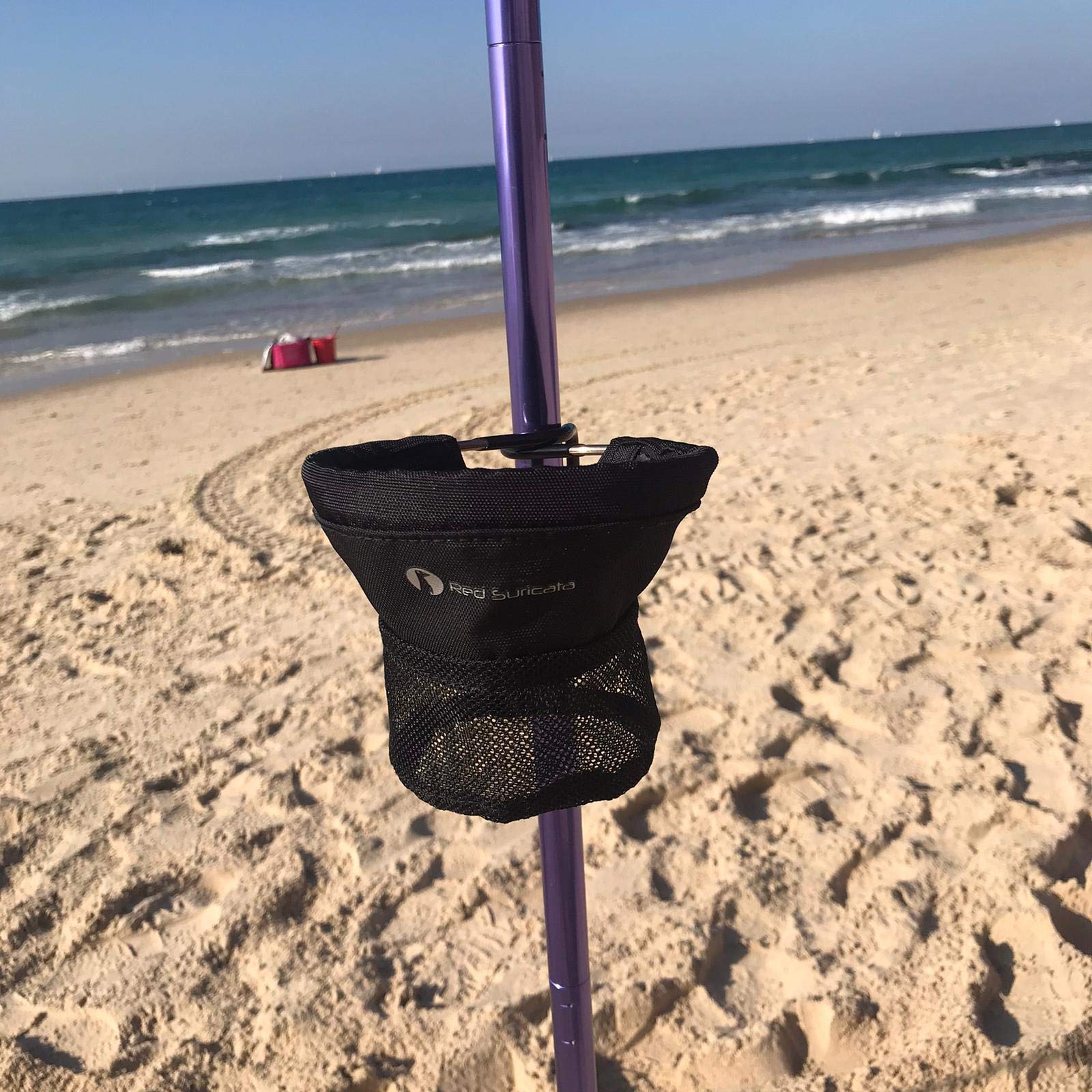Red Suricata Cup Holder For Drinks - Accessory For Sun Shade Canopy Tent - Attaches To Tent Pole - Holds One Beverage (Cup, Bott