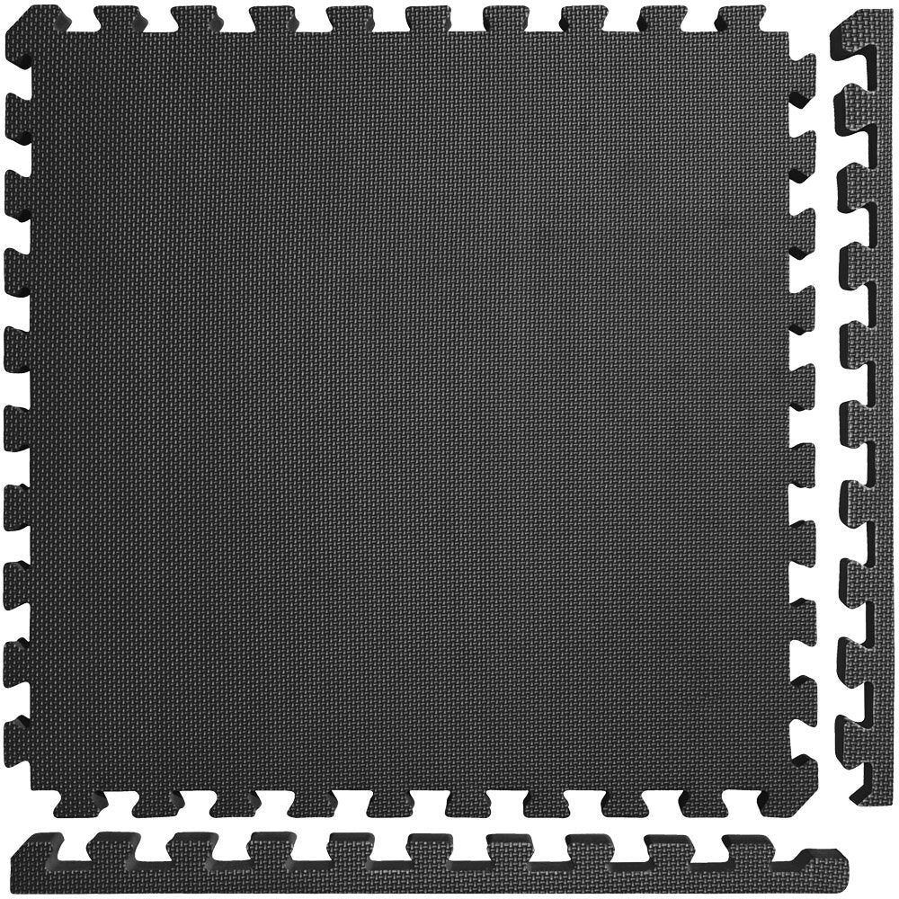 Meister X-Thick 1.5 Interlocking EVA Foam Mats - 2X Cushion for Wrestling, MMA Takedowns & Gymnastics - 2'x2' Tiles - Black - 25