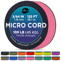 Teceum Micro Paracord - Pink - 1.18 Mm X 125 Ft - Micro Utility Cord - Thin Braided Paracord Rope Nylon Polyester - Wind Chime R