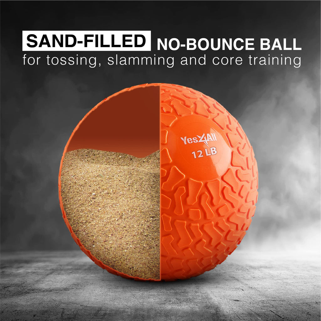 Yes4All Slam Balls (Orange) 12Lbs For Strength And Hiit Workout - Slam Medicine Ball (Yrhj)