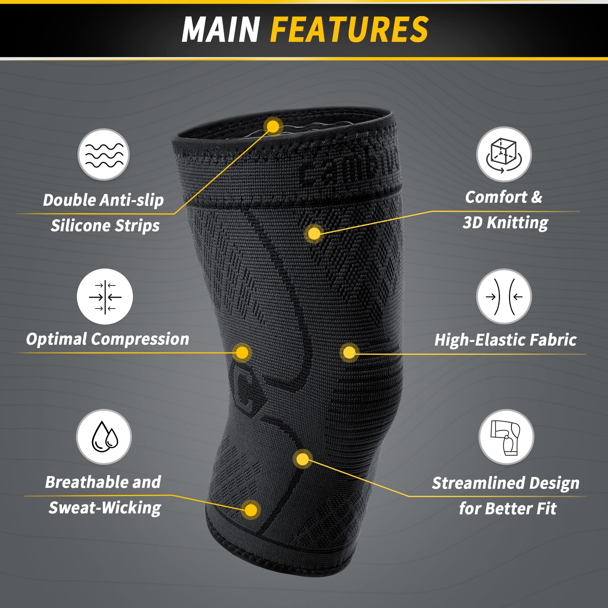 Cambivo 2 Pack Knee Brace, Knee Compression Sleeve For Men And Women, Knee Support For Running, Workout, Gym, Hiking, Sports (Bl