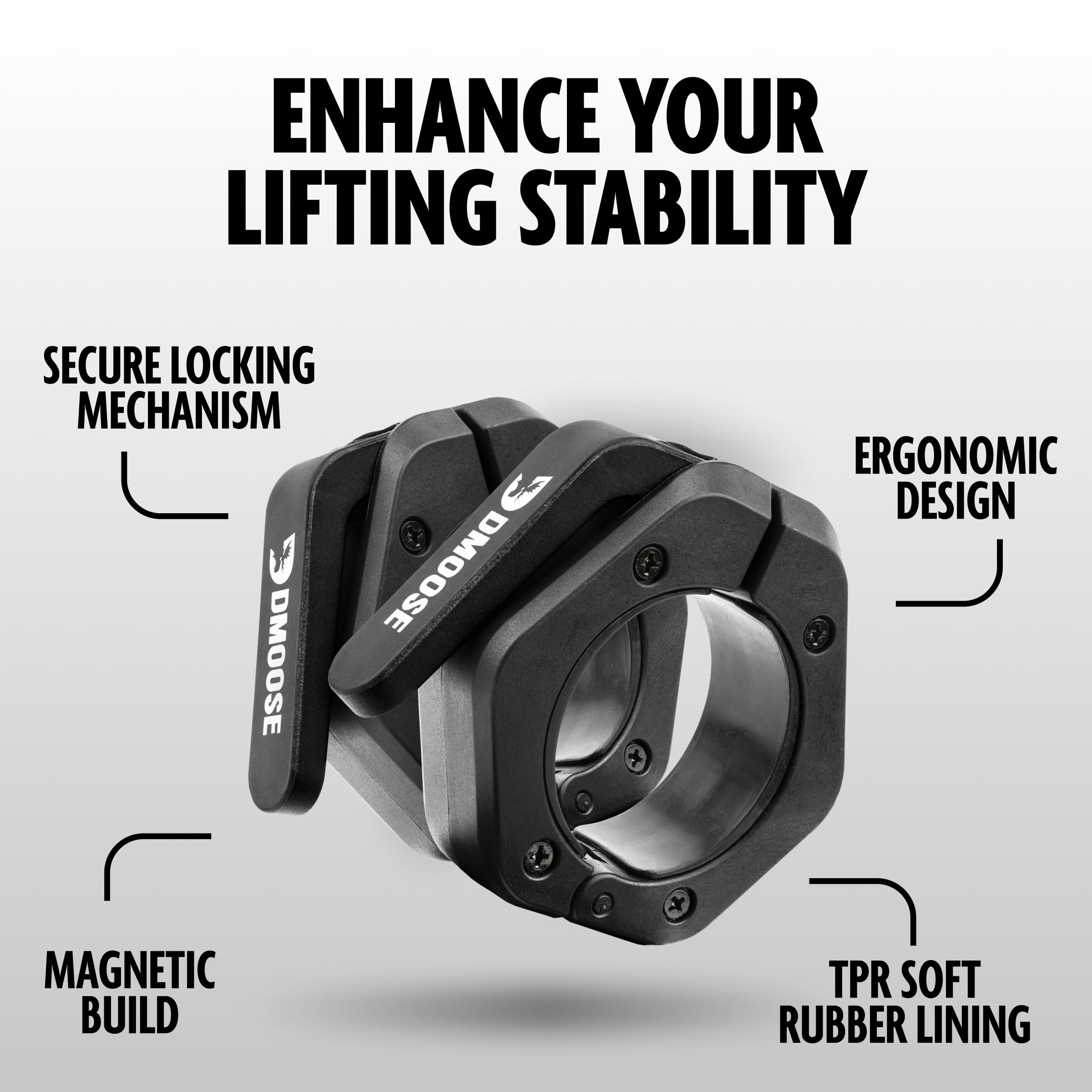 Dmoose Barbell Clips (Pair) - Quick Release Olympic Barbell Clamps With Anti Slip Tpr Grip, 2'' Barbell Collars For Secure Weigh