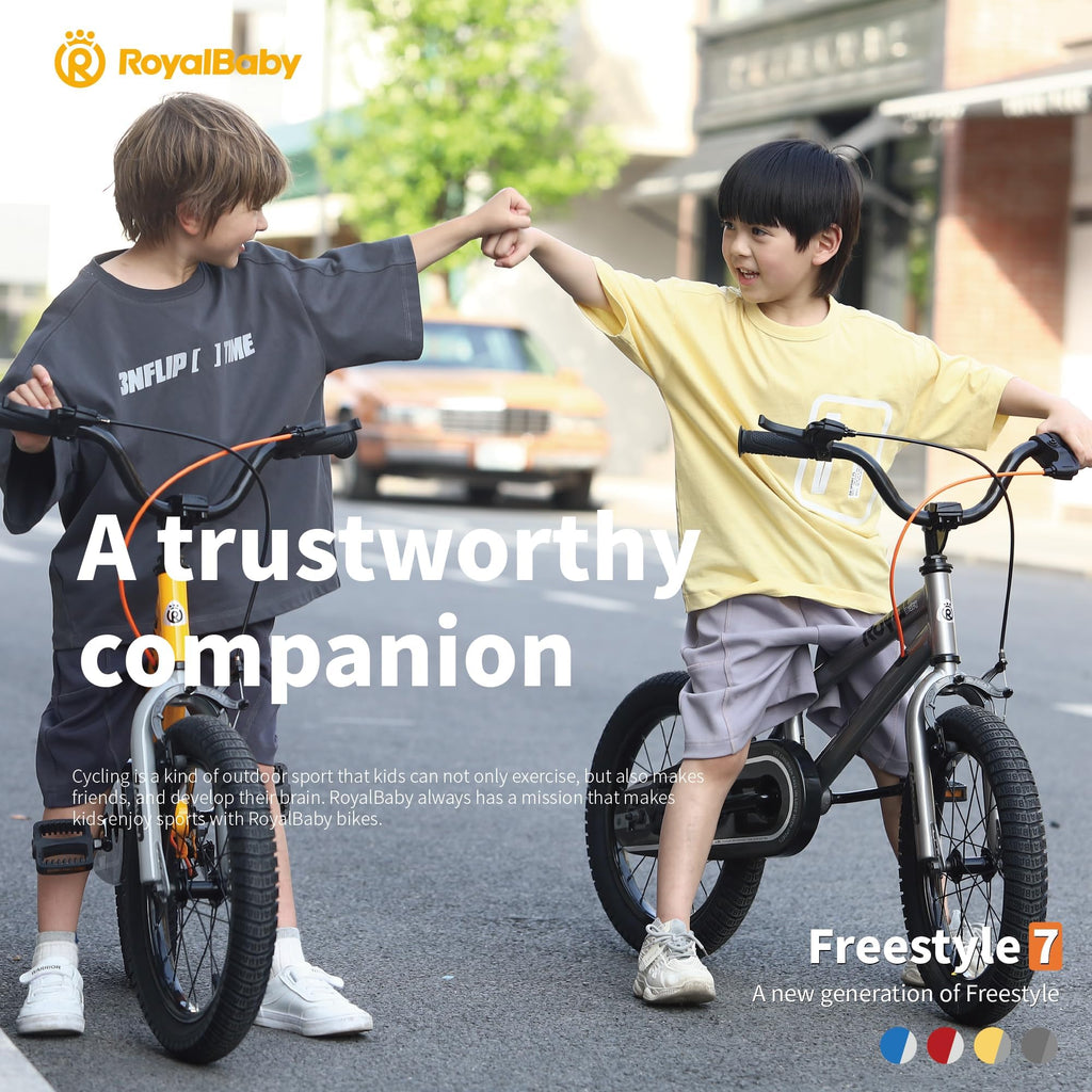 RoyalBaby Freestyle-7 Toddlers Kids Bike 12 Inch Wheel Dual Handbrakes Bicycle Beginners Boys Girls Ages 3-4 Years, Blue