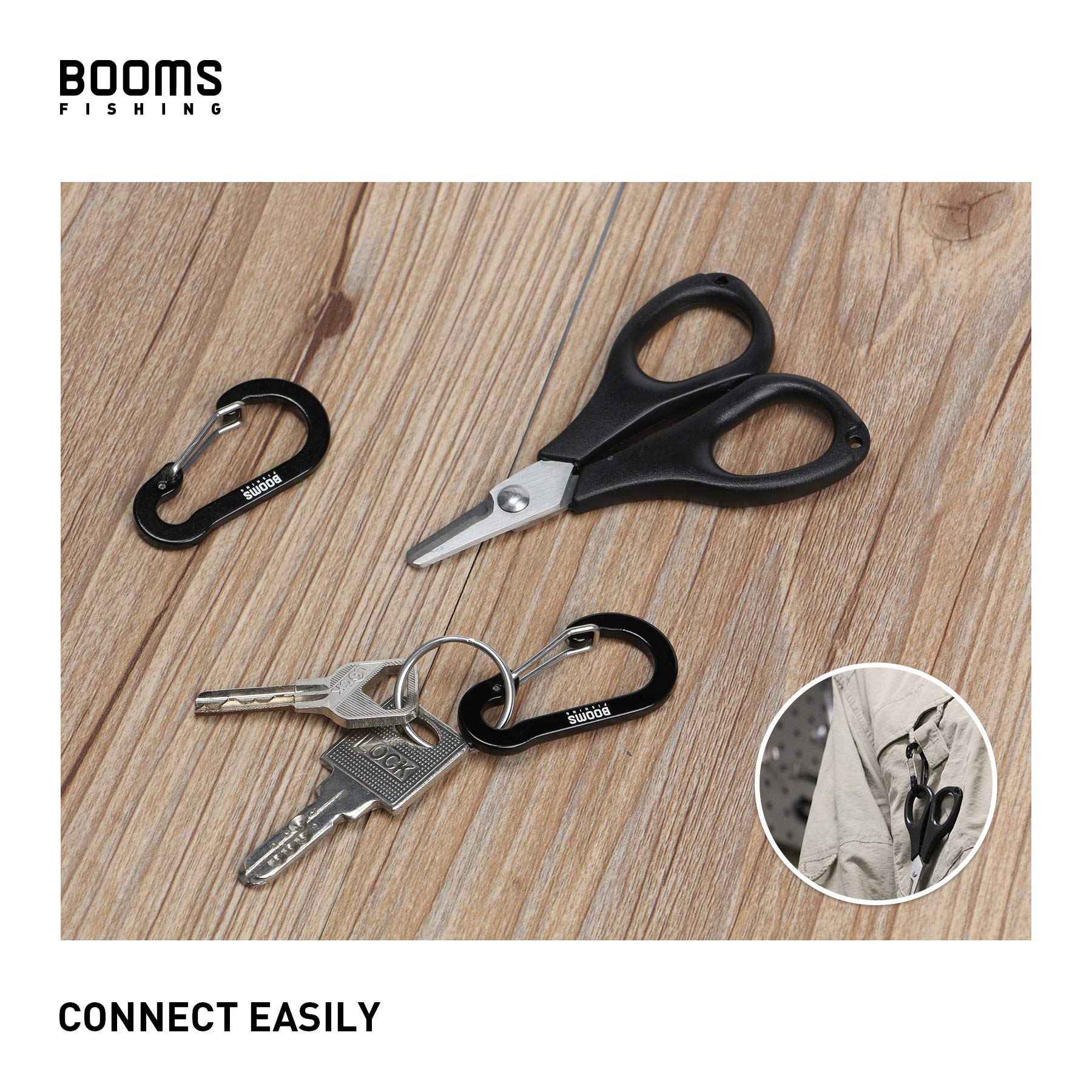 Booms Fishing Cc1 Multi-Use Carabiner Clip, 6 Pack Small Caribeener Clips, Mini Keychain Caribeaner Clip 2 Inch, Aluminum D Ring
