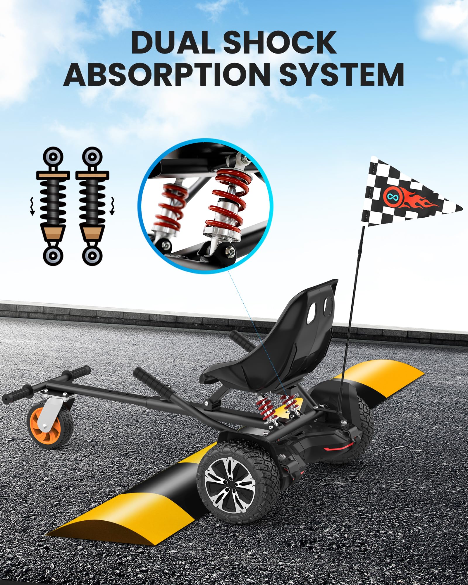 Gyroor K2 Balancing Scooter Go Kart Attachment for Kids & Adults, Adjustable Frame Length Balancing Scooter Seat Attachment for