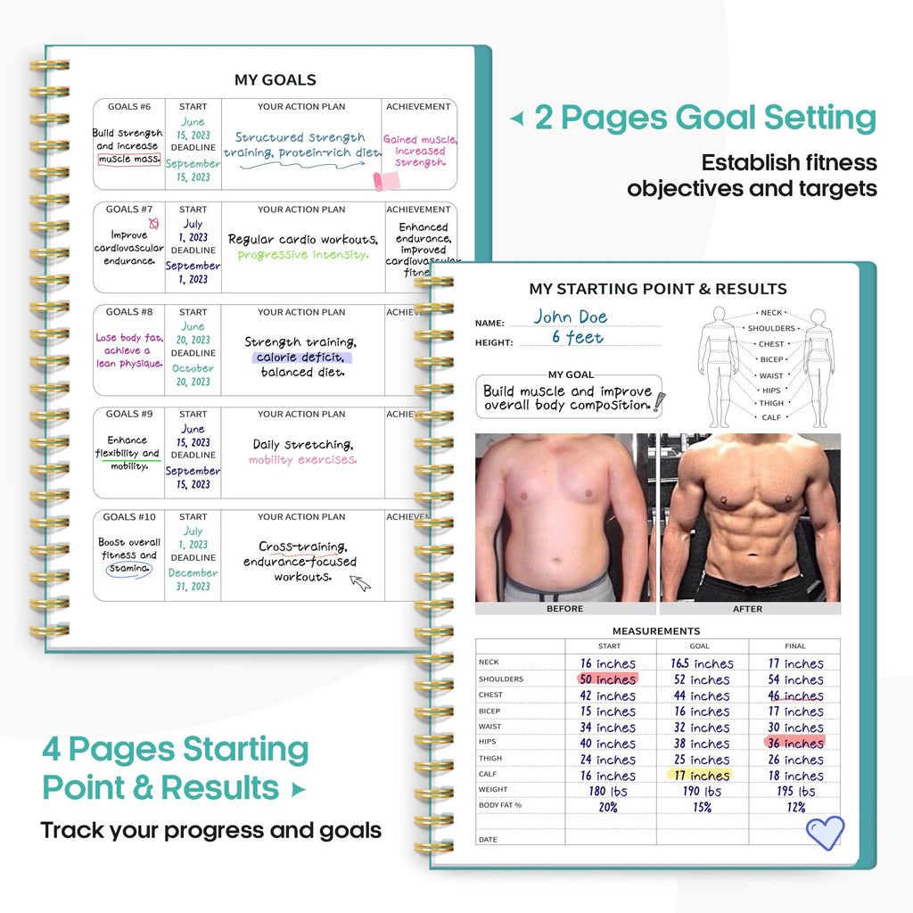 Fitness Workout Journal For Women & Men, A5(5.5'' X 8.2'') Workout Log Book Planner For Tracking, Progress, And Achieving Your W