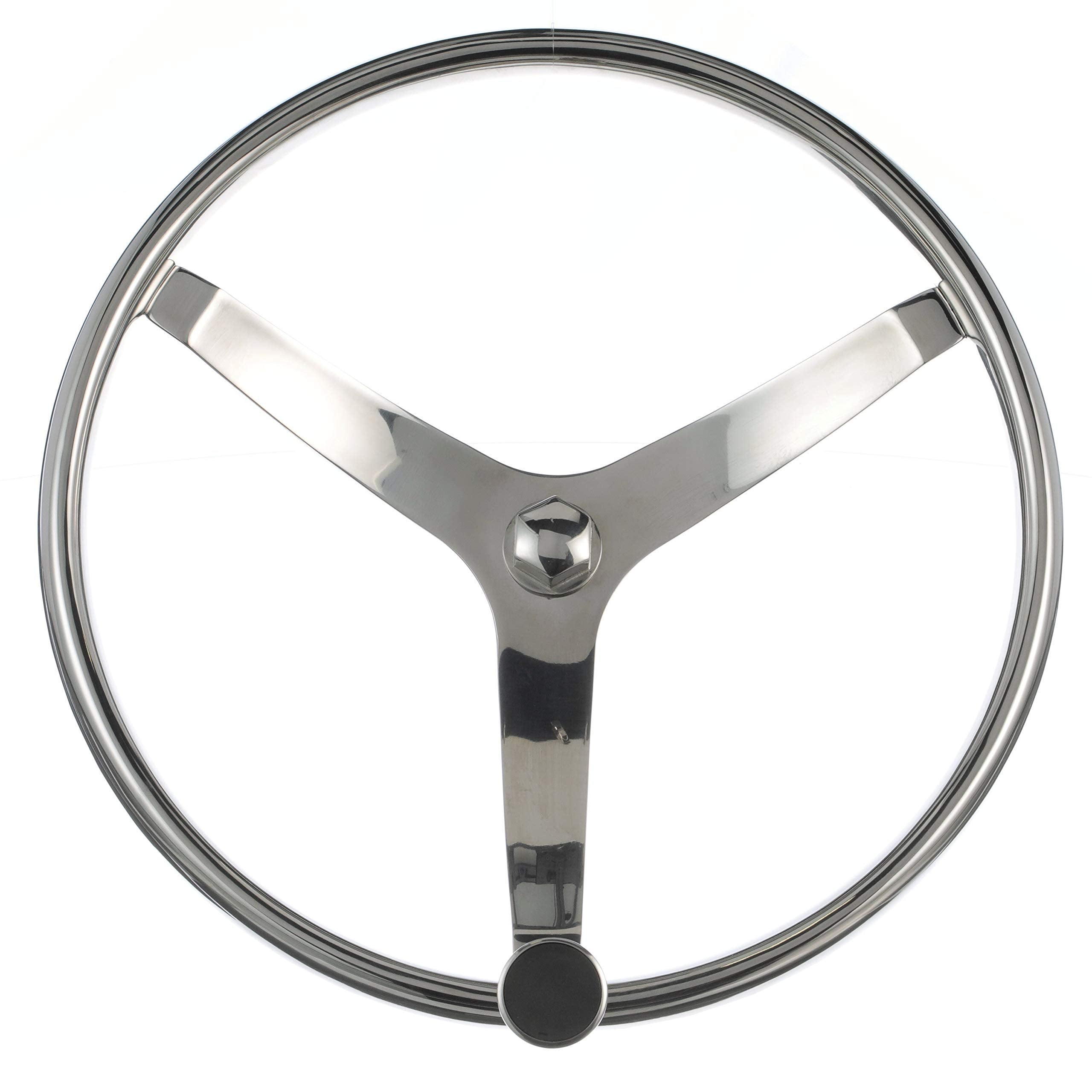 Seachoice 3 Spoke Sports Steering Wheel W/Turning Knob, Fits 3/4 In. Tapered Shaft, 15.5 In. Diameter