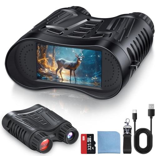 4K Night Vision Goggles Binoculars - Infrared Night Vision in 100% Darkness, 3.2 Large Screen, 8X Digital Zoom, 32GB Card to S