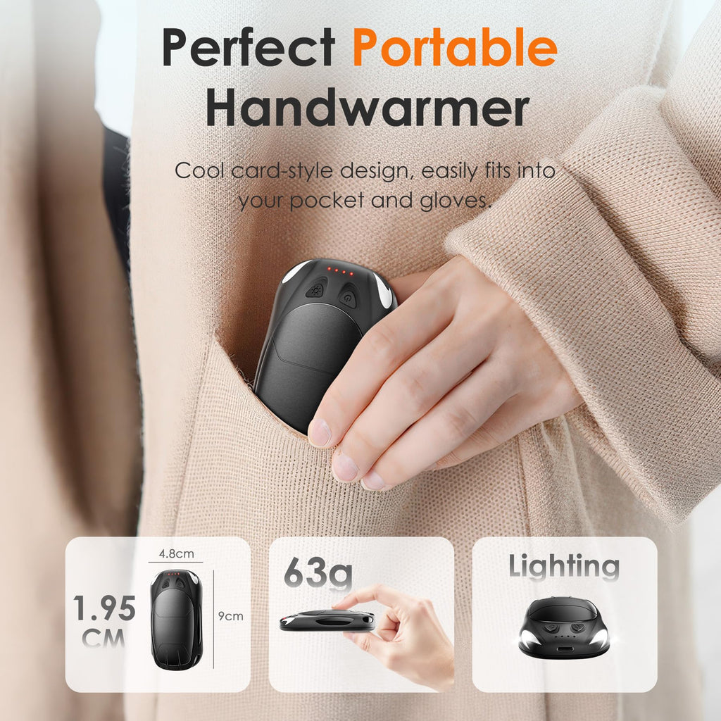 Nebafits Hand Warmers Rechargeable 2-Pack, Reusable Portable Magnetic Pocket Heater, USB 2-in-1 Hand Warmer, Suitable for Men an
