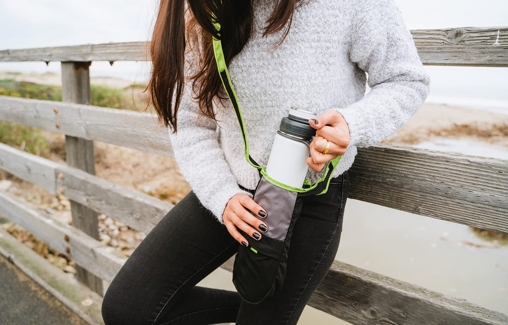 Chicobag Repete Water Bottle Sling | Recycled Water Bottle Carrier With Strap | Eco Friendly | Limestone