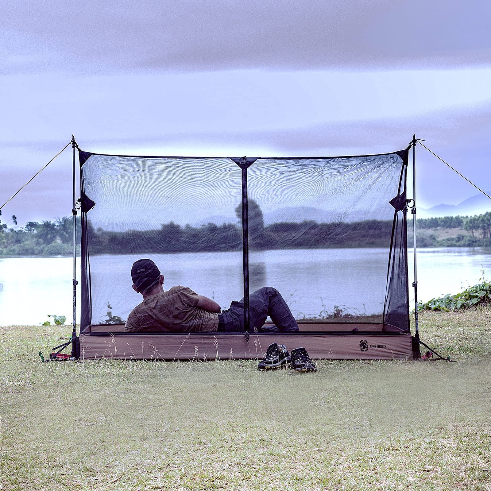 Onetigris Solo Mesh Screen Room With 3000 Waterproof Bathtub Floor, Ultralight 1 Person Screen House For Camping Backpacking Hik