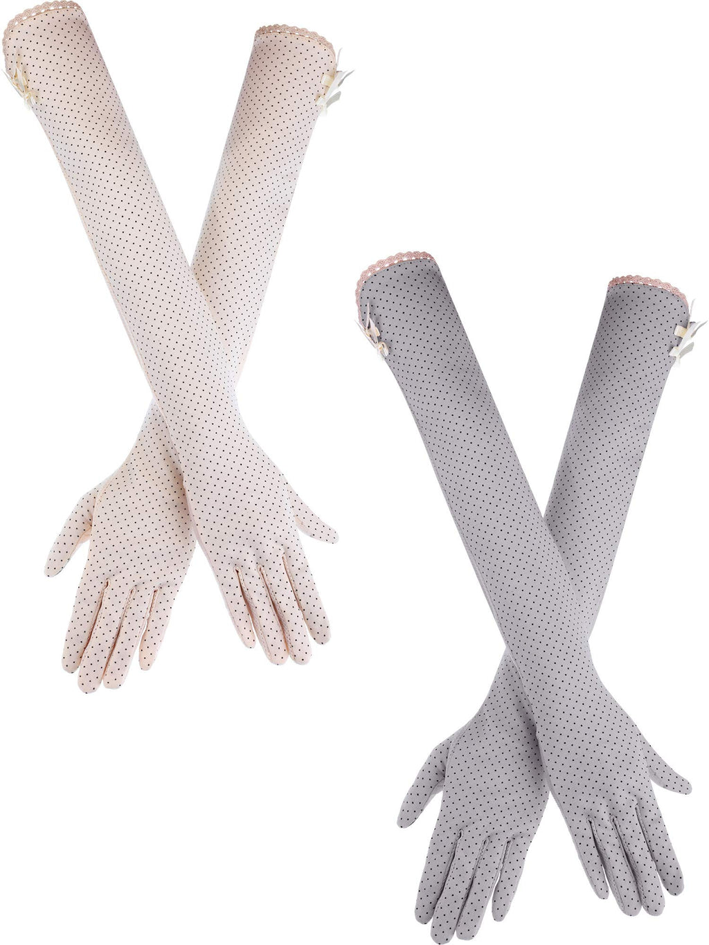 2 Pairs Women Uv Sun Protection Driving Gloves Touchscreen Cotton Arm Sun Block Gloves For Outdoor Sports Summer Supplies (Color