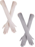 2 Pairs Women Uv Sun Protection Driving Gloves Touchscreen Cotton Arm Sun Block Gloves For Outdoor Sports Summer Supplies (Color