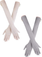 2 Pairs Women Uv Sun Protection Driving Gloves Touchscreen Cotton Arm Sun Block Gloves For Outdoor Sports Summer Supplies (Color