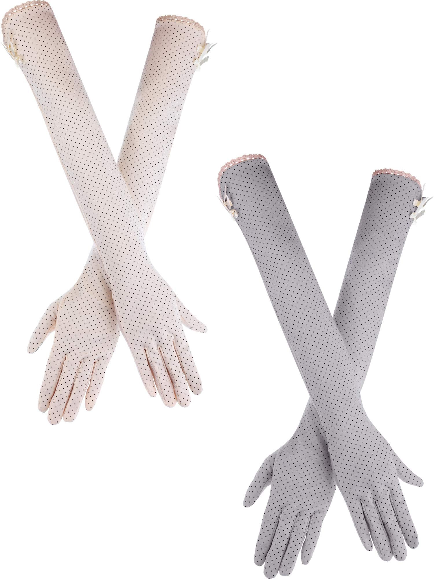 2 Pairs Women Uv Sun Protection Driving Gloves Touchscreen Cotton Arm Sun Block Gloves For Outdoor Sports Summer Supplies (Color