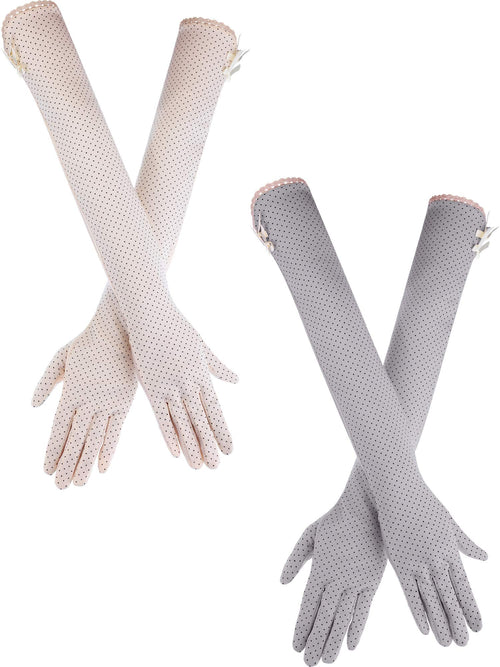 2 Pairs Women Uv Sun Protection Driving Gloves Touchscreen Cotton Arm Sun Block Gloves For Outdoor Sports Summer Supplies (Color
