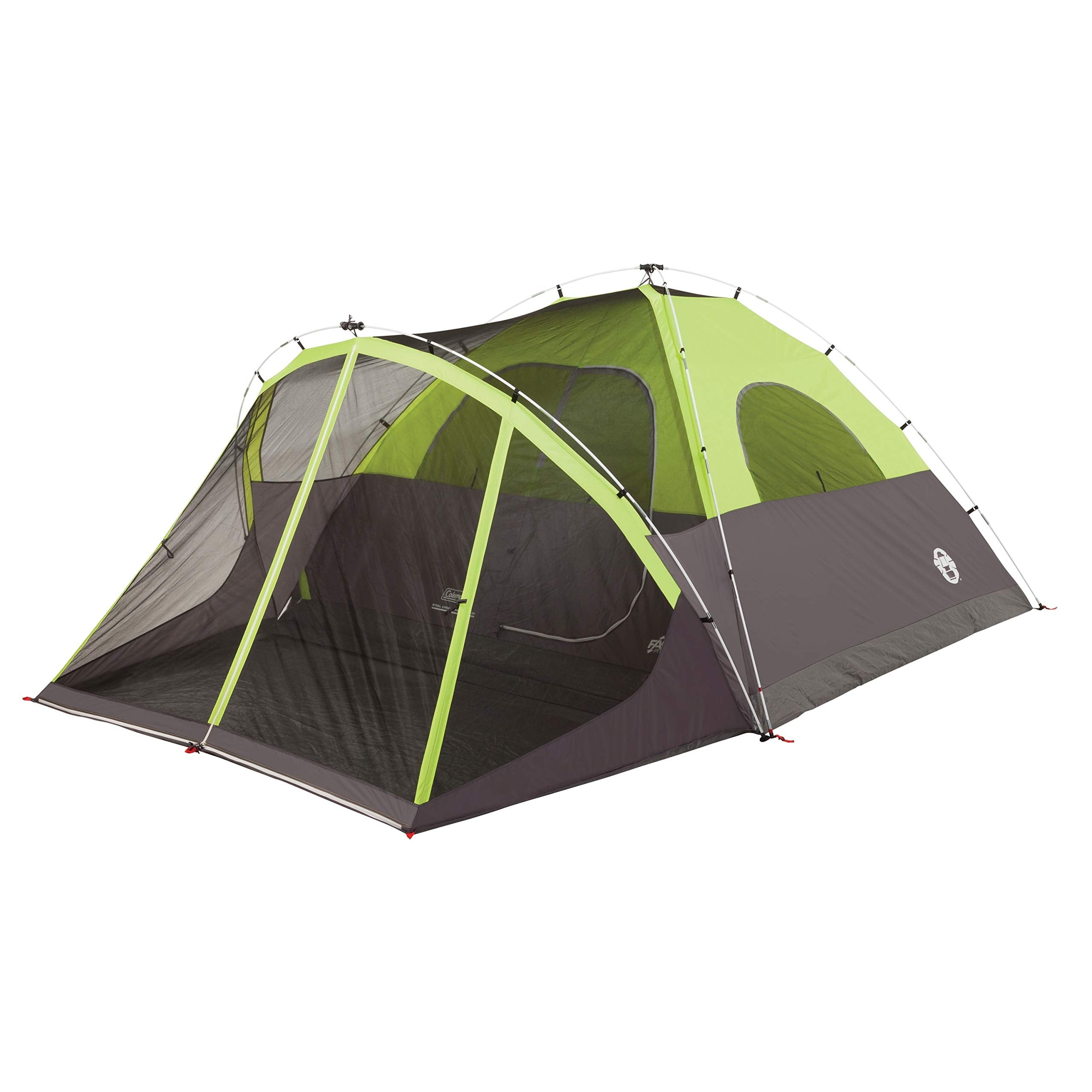 Coleman Steel Creek Fast Pitch Dome Tent With Screen Room, 6-Person , White, 10 X 9