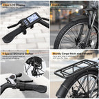 Funhang Electric Bike For Adults, 1000W Peak Ebike, 21.7Mph 50Miles City Cruiser Ebikes, 26 Step Thru Electric Bicycle With 48V