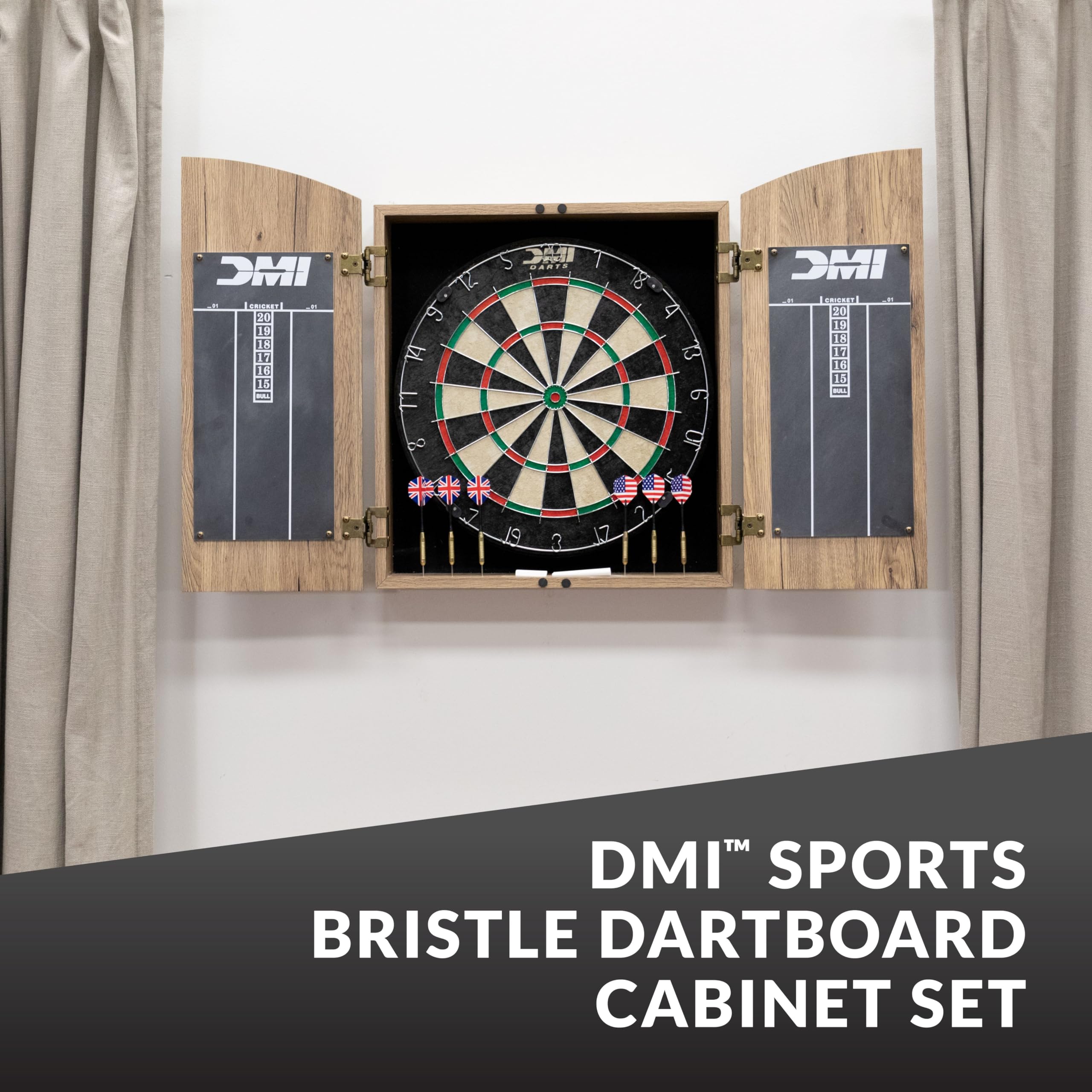 Dmi Sports Dublin Bristle Dartboard Cabinet Set - Bristle Dartboard Included