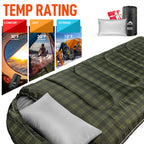 Mereza Sleeping Bag For Adults Mens Kids With Pillow, Cold Weather Xl Sleeping Bag With Compression Sack For All Season Camping