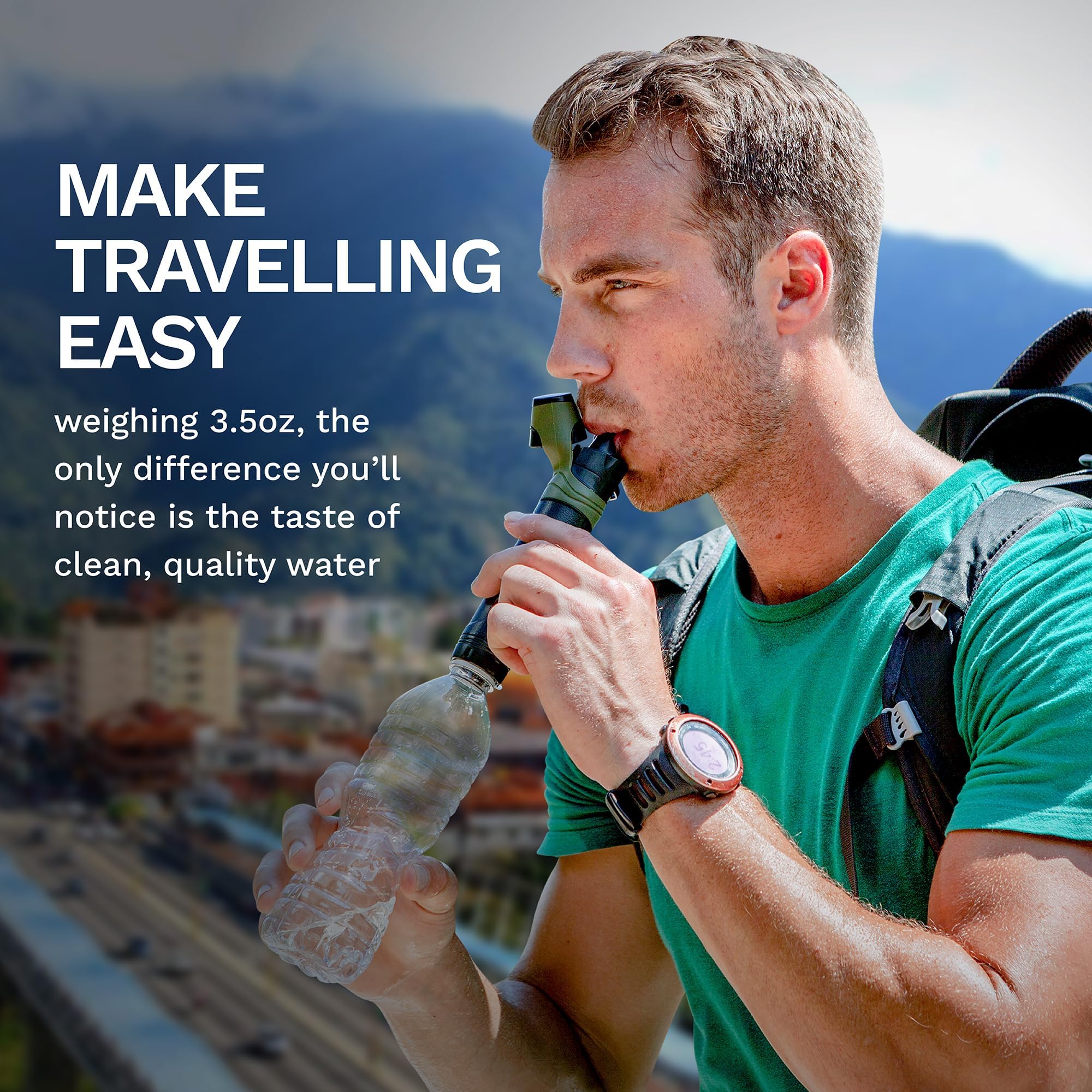 Survivor Filter Squeeze Kit - Water Purifier Survival Straw With Collapsible Water Bottle - Virus Tested Survival Straw With 3 S