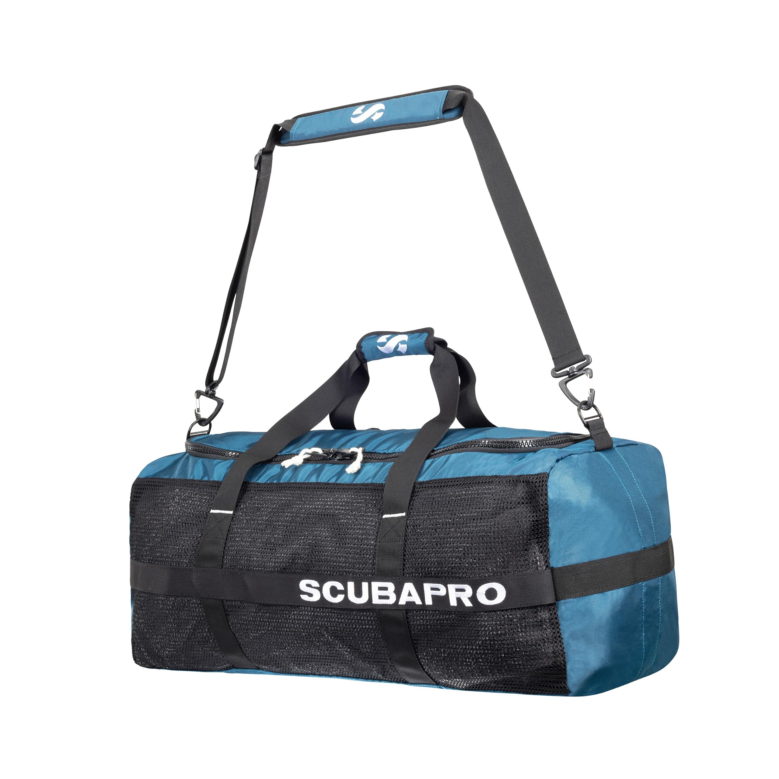 SCUBAPRO Sport 95 Mesh Dive Bag with Double Duffel Straps and Adjustable Shoulder Strap for Scuba Diving Gear, Denim Blue Color 