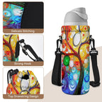 Aupet Water Bottle Carrier,Colorful Tree 500Ml Water Sport Bottle Cover Pouch Insulated Soft Sleeve Holder Case Shoulder Strap