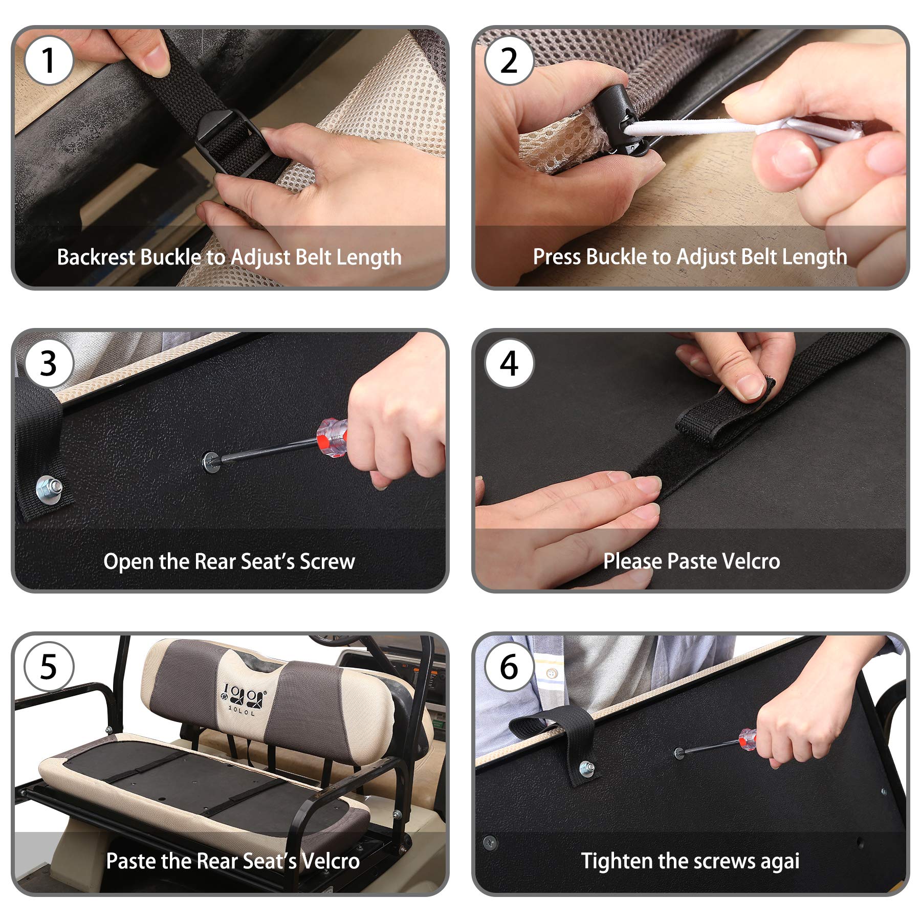 10L0L Golf Cart Rear Seat Cover Fit Most Club Car Ezgo,Machine Washable Soft Breathable Warmer Back Seat Covers Set For Cushions