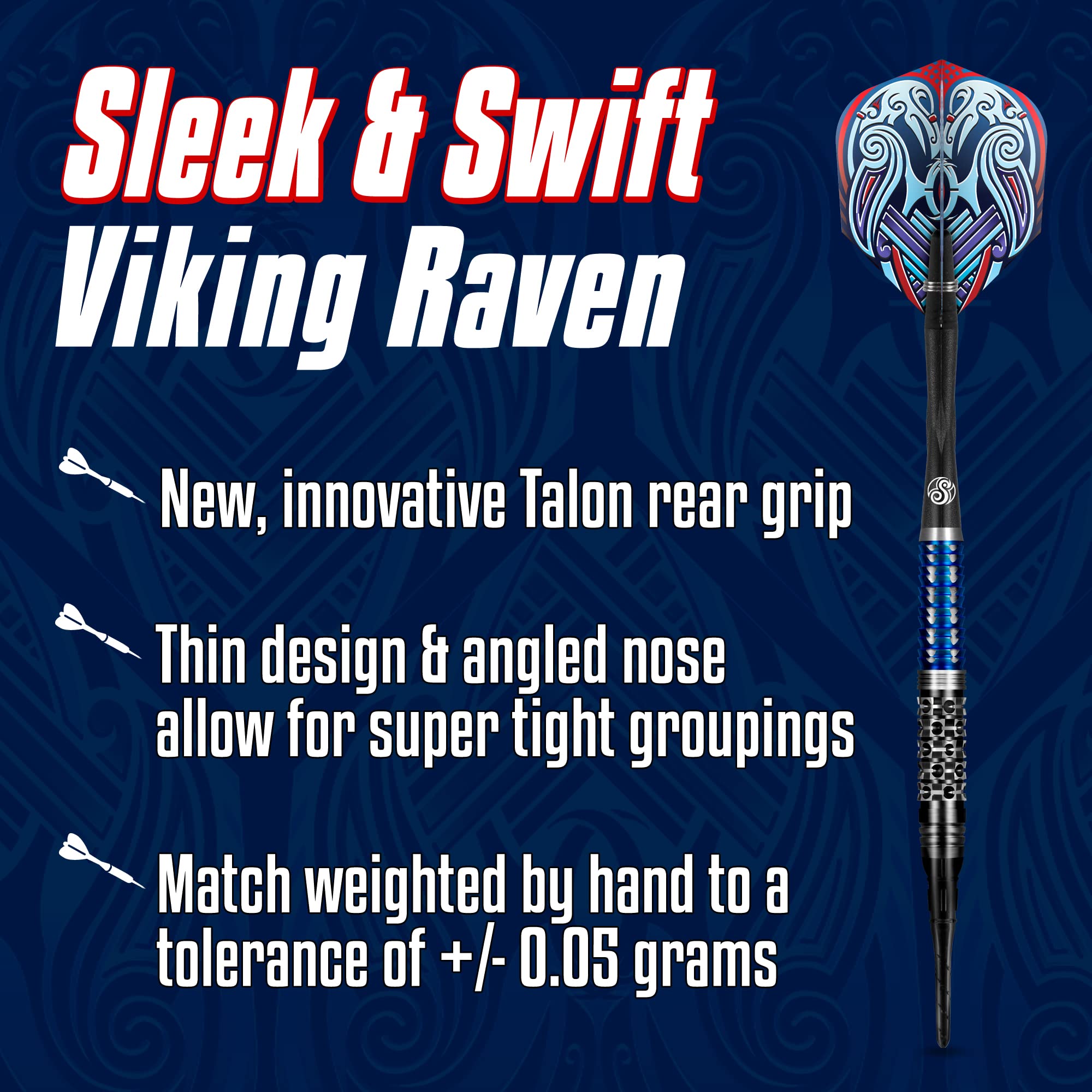 Shot Darts Soft Tip, Viking Raven (18G/20G) 90% Tungsten Barrels, Center Balanced With With Dual Grip Handcrafted Professional D