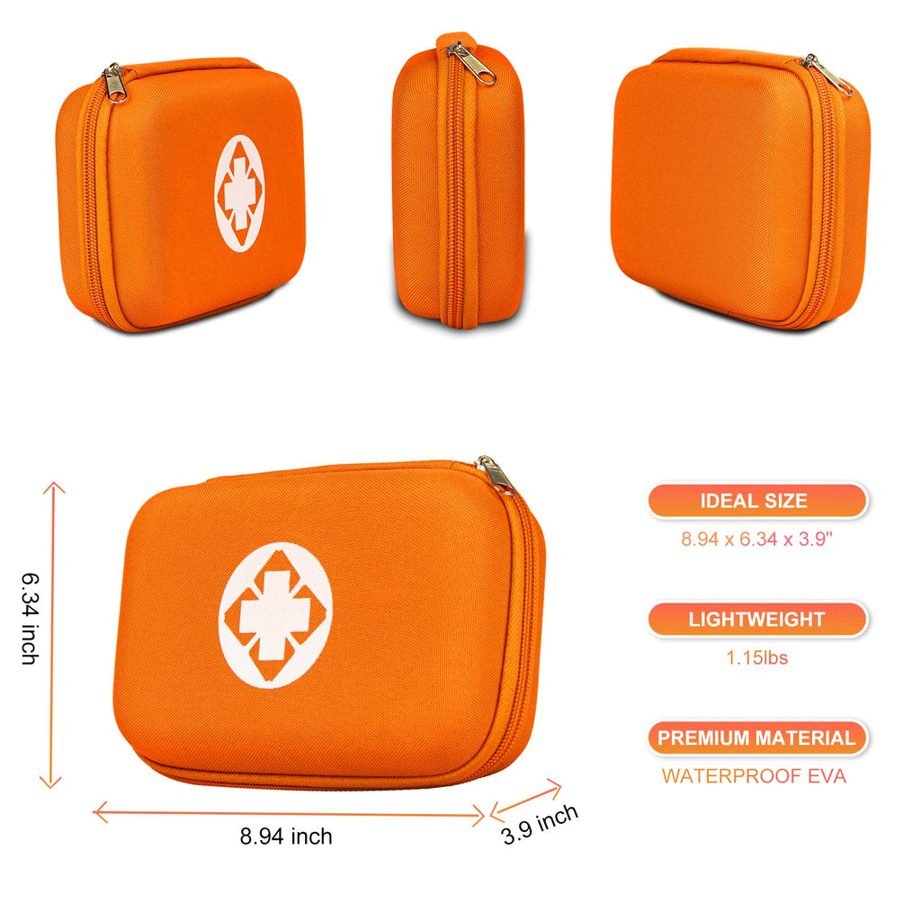 First Aid Kit Emergency Kit Camping Essentials Car-Home Orange First-Aid Bag - 277 Piece Emergency Supplies Hiking First Aid Kit