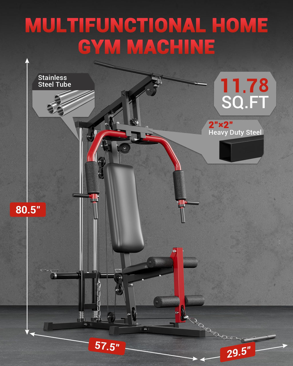 GarveeTech Home Gym Equipment, Workout Weight Machine with Cable Pulley System, 400 LBS Weight Capacity All in One Full Body Exe