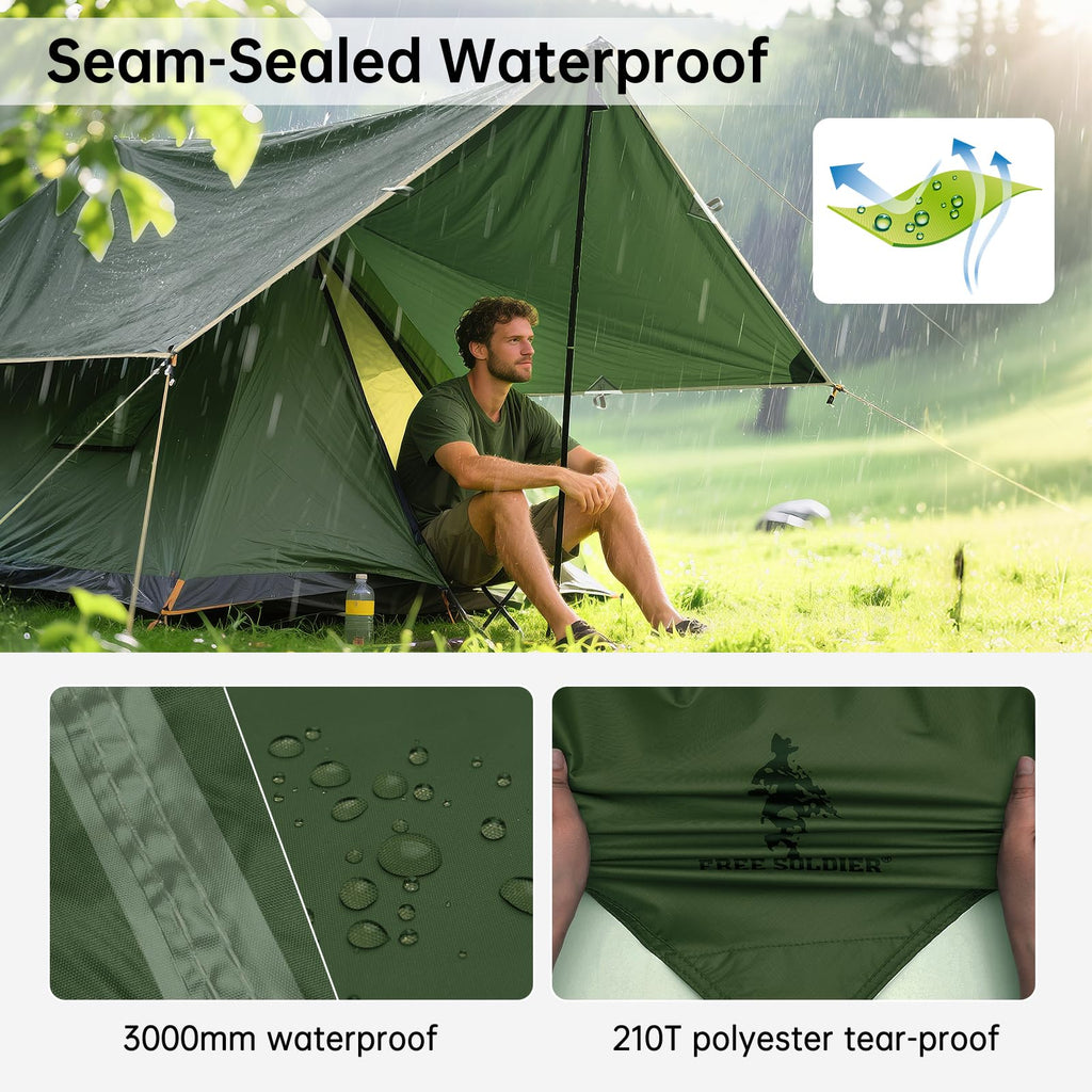 Free Soldier Camping Tarp Waterproof Portable Multifunctional Outdoor Camping Traveling Awning Backpacking Shelter Rain Tarp (Da