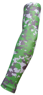 Sportsfarm New! Moisture Wicking Compression Arm Sleeve (Neon Green Gray Digital Camo, Youth Medium)