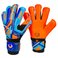 Renegade Gk Fury Siege Goalie Gloves With Pro-Tek Finger Spines  4Mm Giga Grip & 4Mm Duratek  Orange, Blue, Black Soccer Goalkee