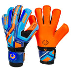 Renegade Gk Fury Siege Goalie Gloves With Pro-Tek Finger Spines  4Mm Giga Grip & 4Mm Duratek  Orange, Blue, Black Soccer Goalkee