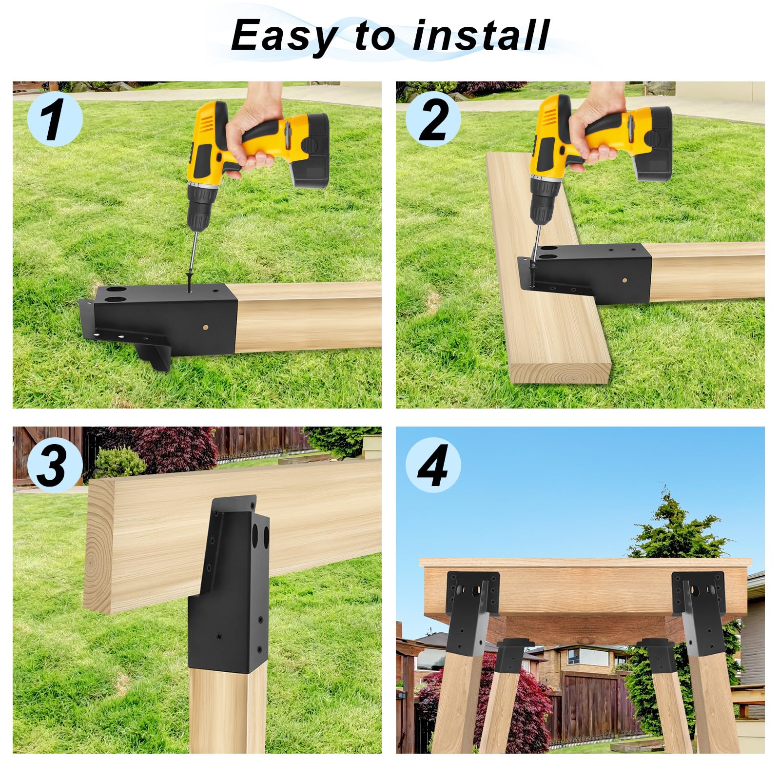 4 Pcs Outdoor 4X4 Compound Angle Brackets,Deer Stand Brackets For Deer Stand, Hunting Blinds And Tree Houses