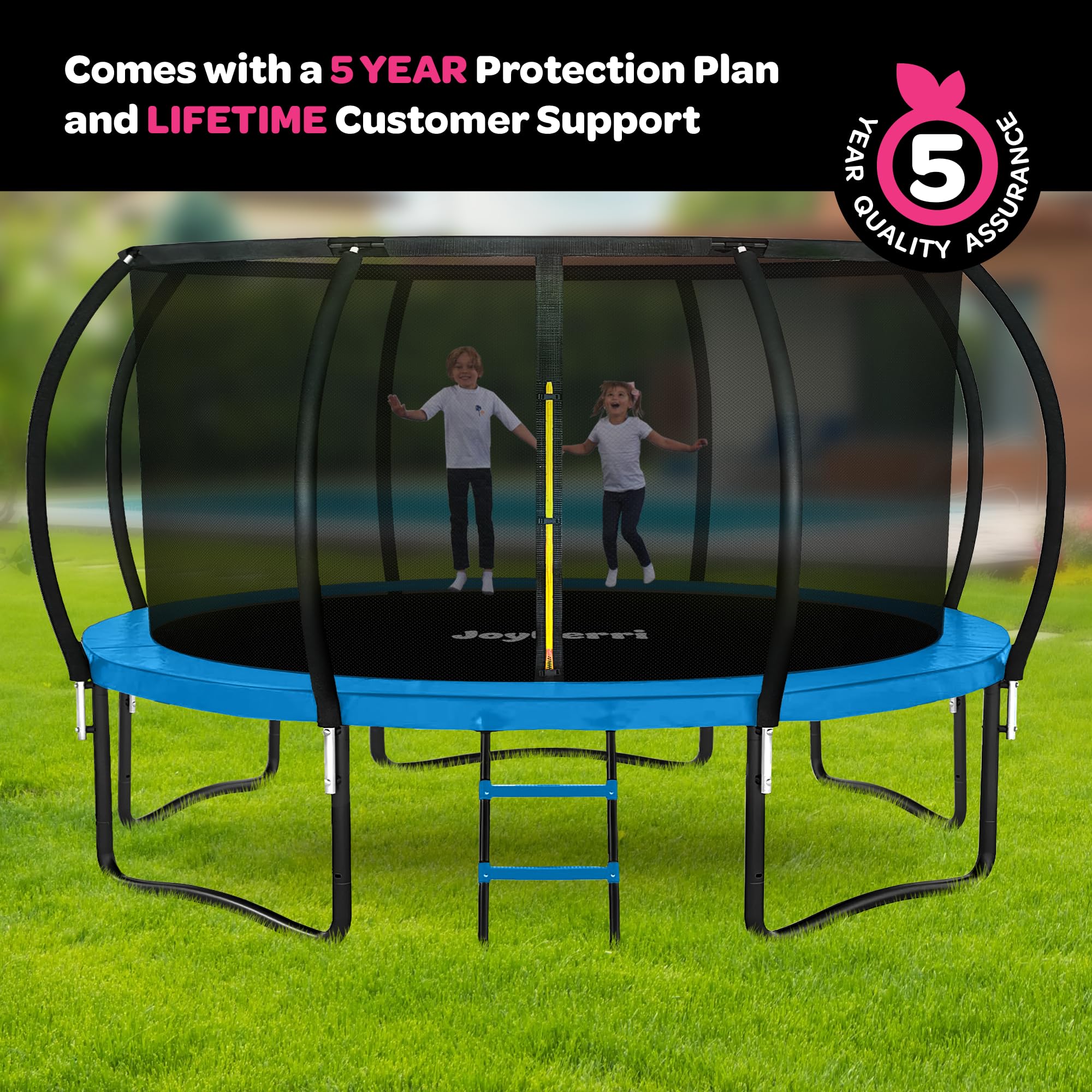 Trampoline for Kids and Adults - 8Ft 10Ft 12Ft 14FT 15ft 16ft Trampoline with Net - with Bonus Sprinkler and LED Lights/ASTM Cer