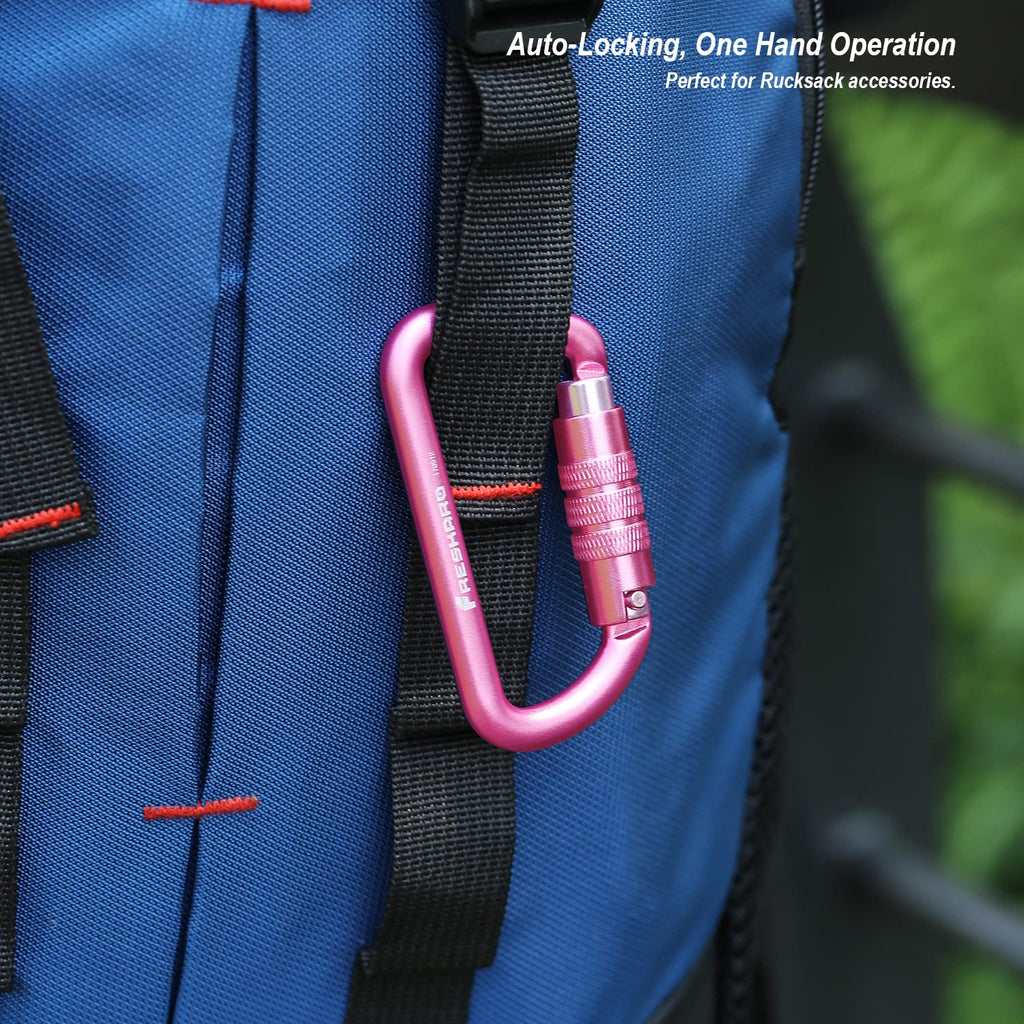 Freskaro 3Inch Locking Carabiner Clips With A Twist Auto Lock, Heavy Duty Rated 2698Lbs, Lightweight & Rustproof 7075 Aluminum,