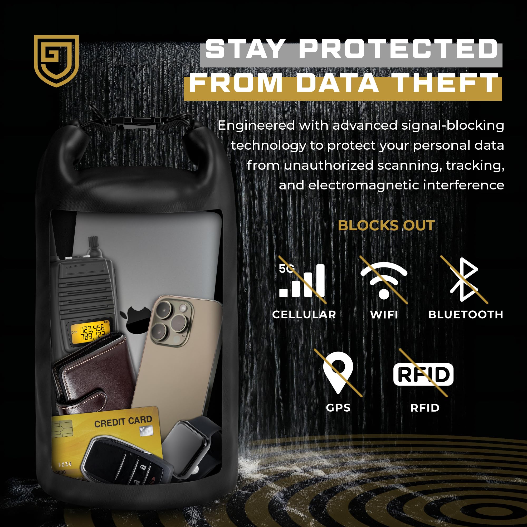 Gardava Faraday Bag, Military Grade Shield Bag, Waterproof Emp Cage, Dry Bag For Laptops & Phones, Go Dark Large Faraday Bags