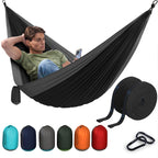 Durable Hammock 400 Lb Capacity, Lightweight Nylon Camping Hammock Chair - Double Or Single Sizes W/ Tree Straps And Attached Ca