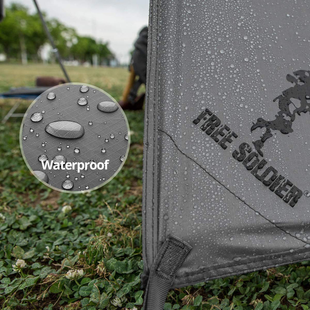 Free Soldier Waterproof Portable Tarp Multifunctional Outdoor Camping Traveling Awning Backpacking Tarp For Shelter Rain (Gray 1