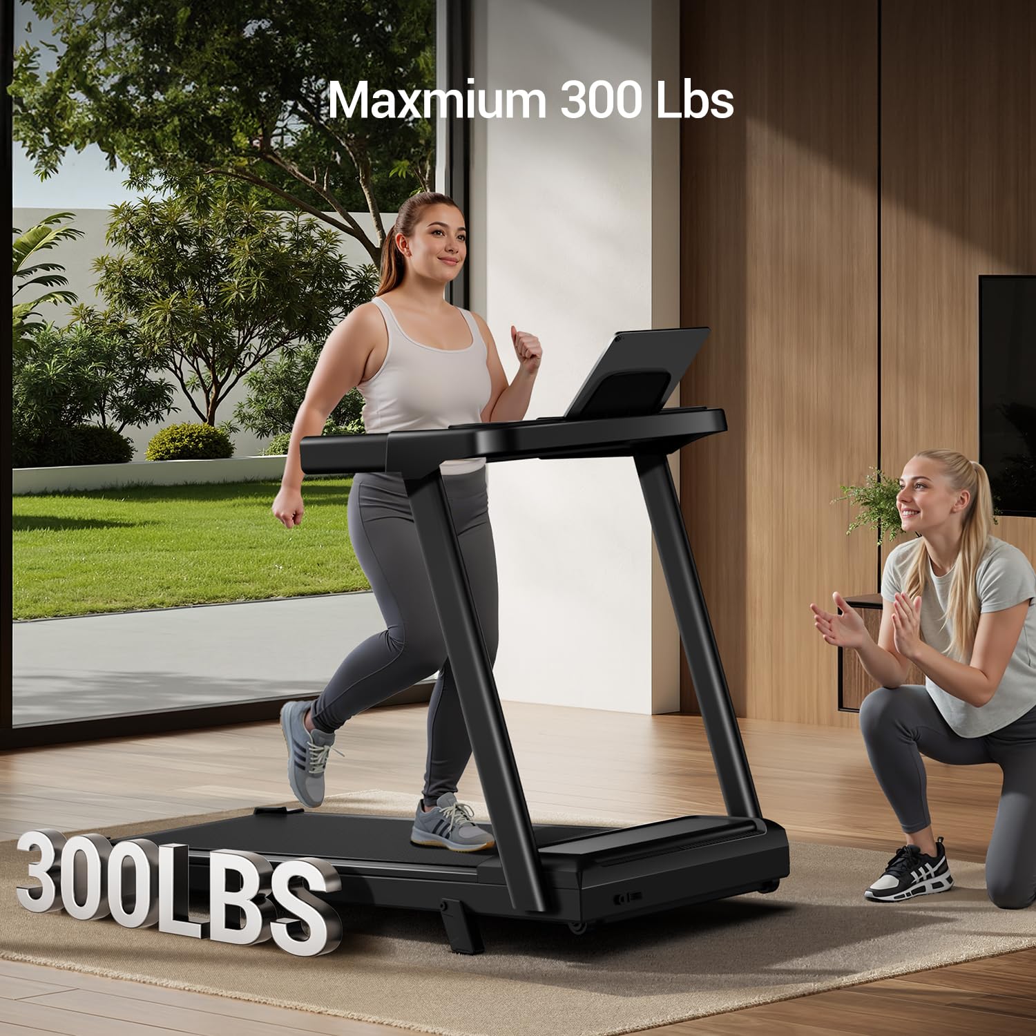 16% Incline Treadmill with Handle, 3-in-1 Portable Treadmills for Home and Office, Foldable Treadmills with 300 Lbs Weight Capac